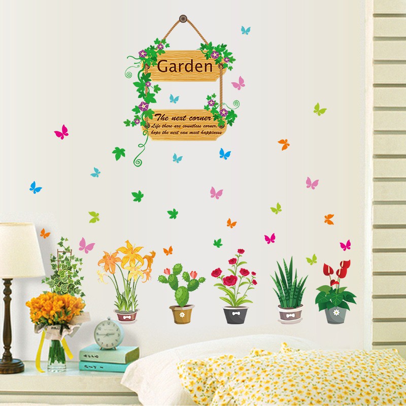 RELIZA WALLSTICKER POT GARDEN BUNGA TANAMAN FLOWERS SK7066