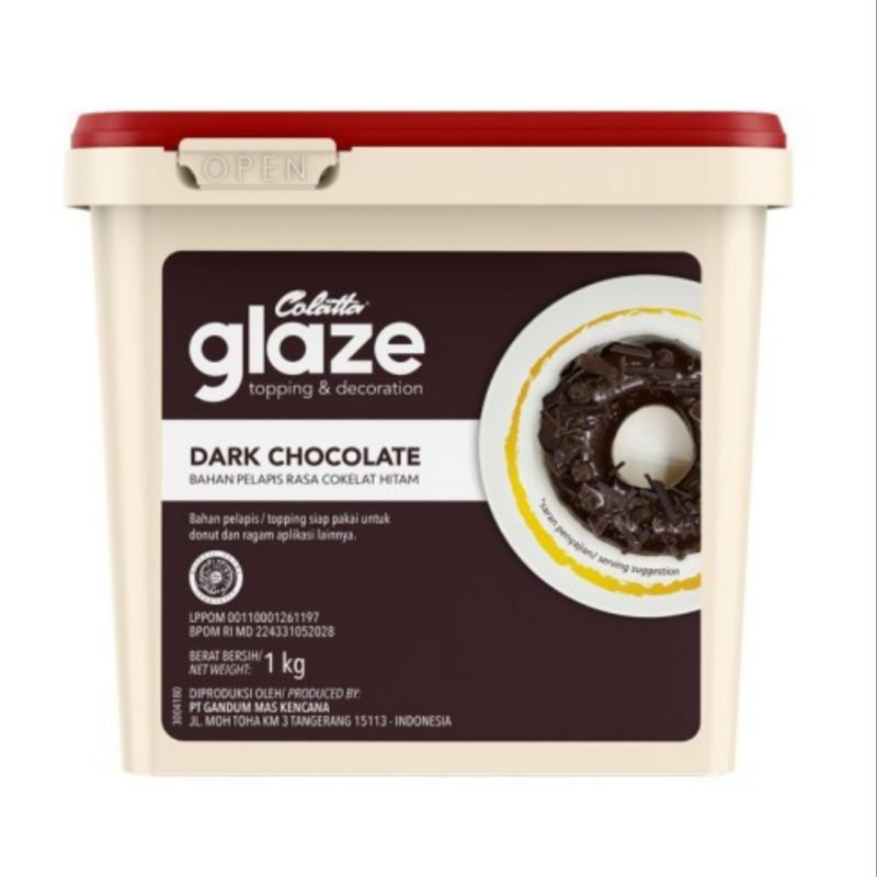 

COLATTA DARK CHOCOLATE GLAZE KEMASAN 1 KG/DONAT TOPPING DARK CHOCOLATE