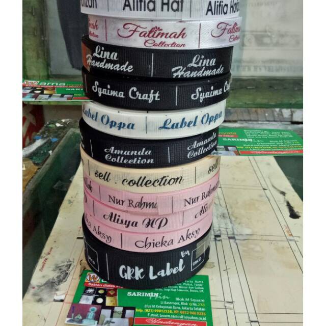 Sablon 1 W Lebel Baju Bahan Satin 2cm Pajang 18 Cm Jadi 200 Baju