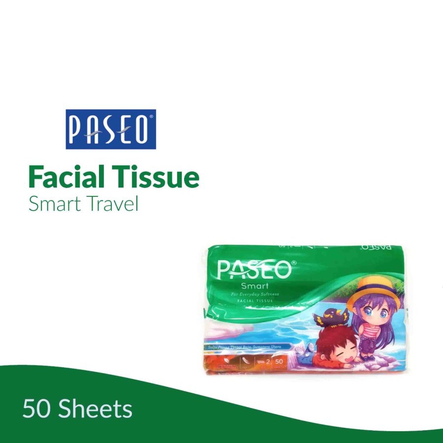 Tissue Paseo Smart Travel Tisu Wajah Tisue Lembut 50 Sheets 2ply