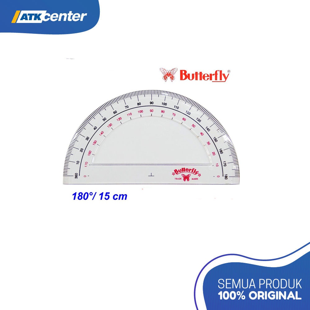 

Penggaris Busur Butterfly 180° 15 cm LUBANG