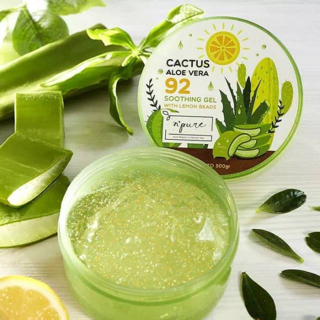 NPURE Cactus Aloe Vera Soothing Gel - Gel Pelembab Pencerah Perawatan Anti Aging Wajah 300 ml