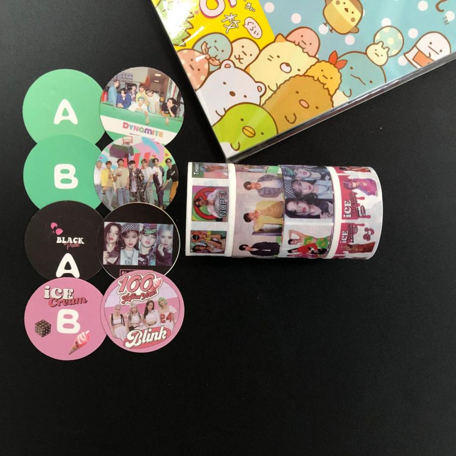 Stiker Kertasselotip Washi Gambar Kpop BTS Dynamite Blackpink Untuk Dekorasi Album Foto DIY