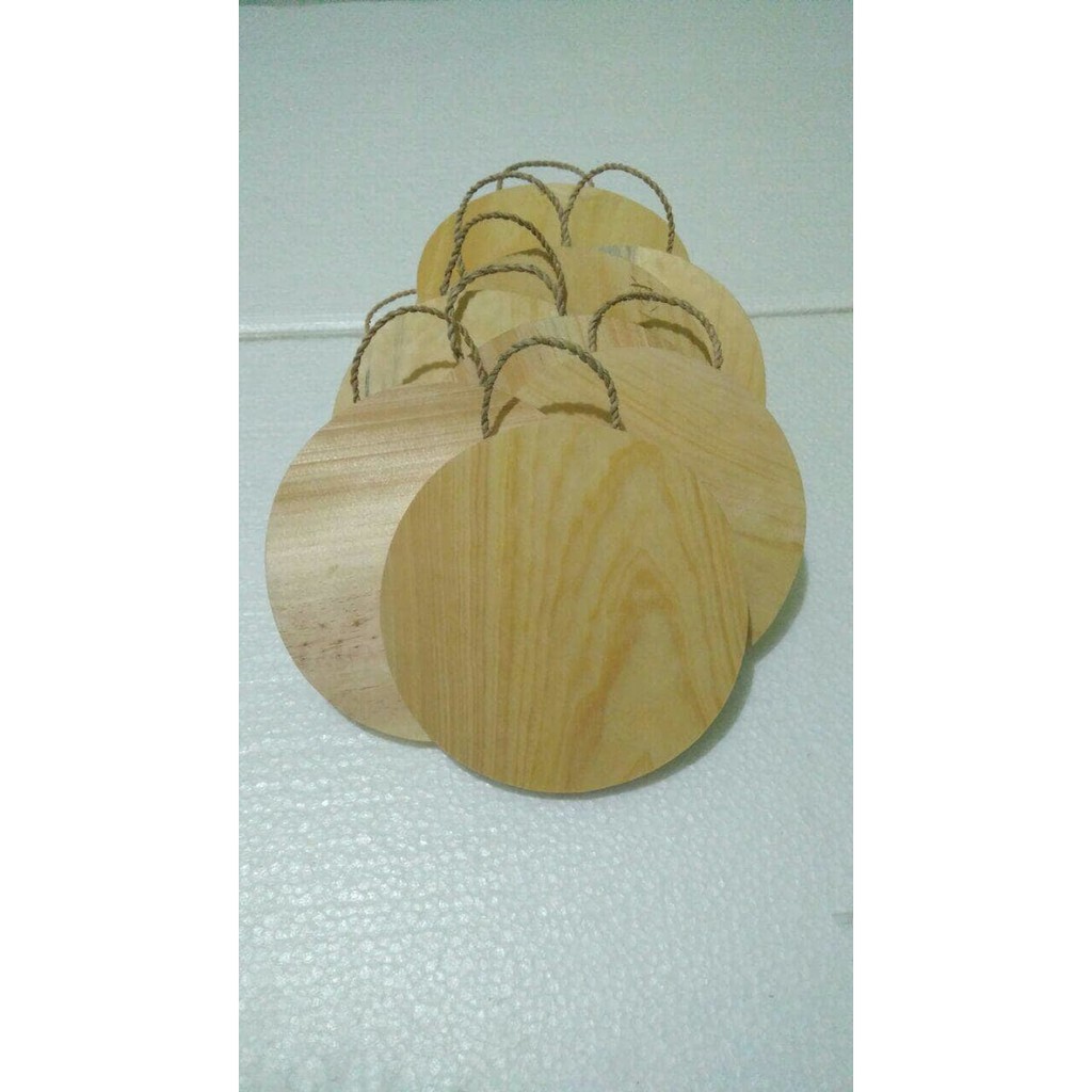 Talenan Kayu Tali Model Bulat Diameter 20 cm / Wooden Cutting Board