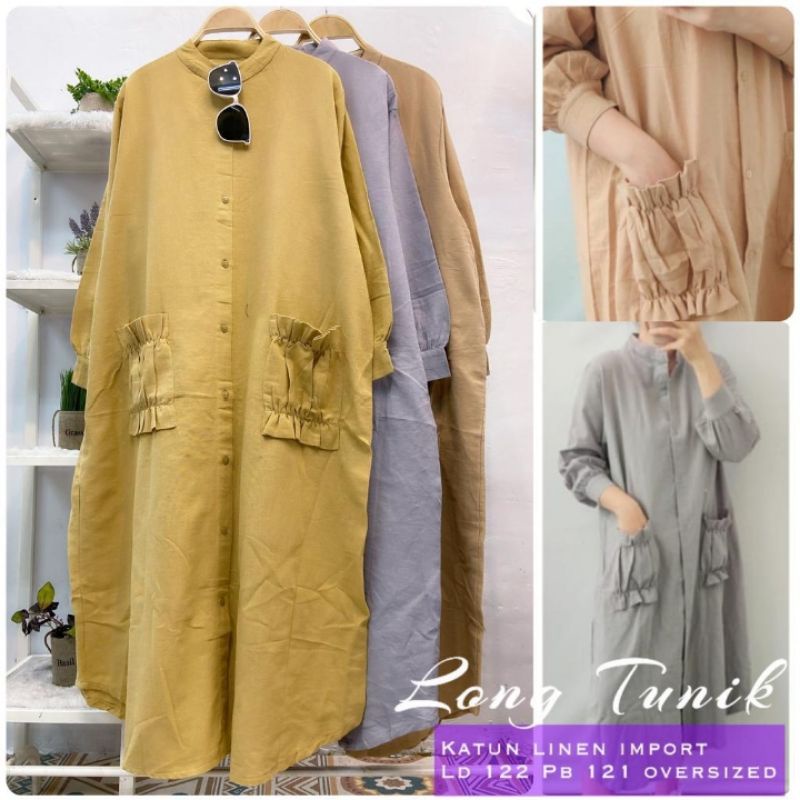 Long Tunik Katun Linen import