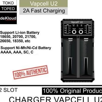 Authentic VAPCELL U2 Fast Charger Battery 2A | 18650 21700 AAA AA