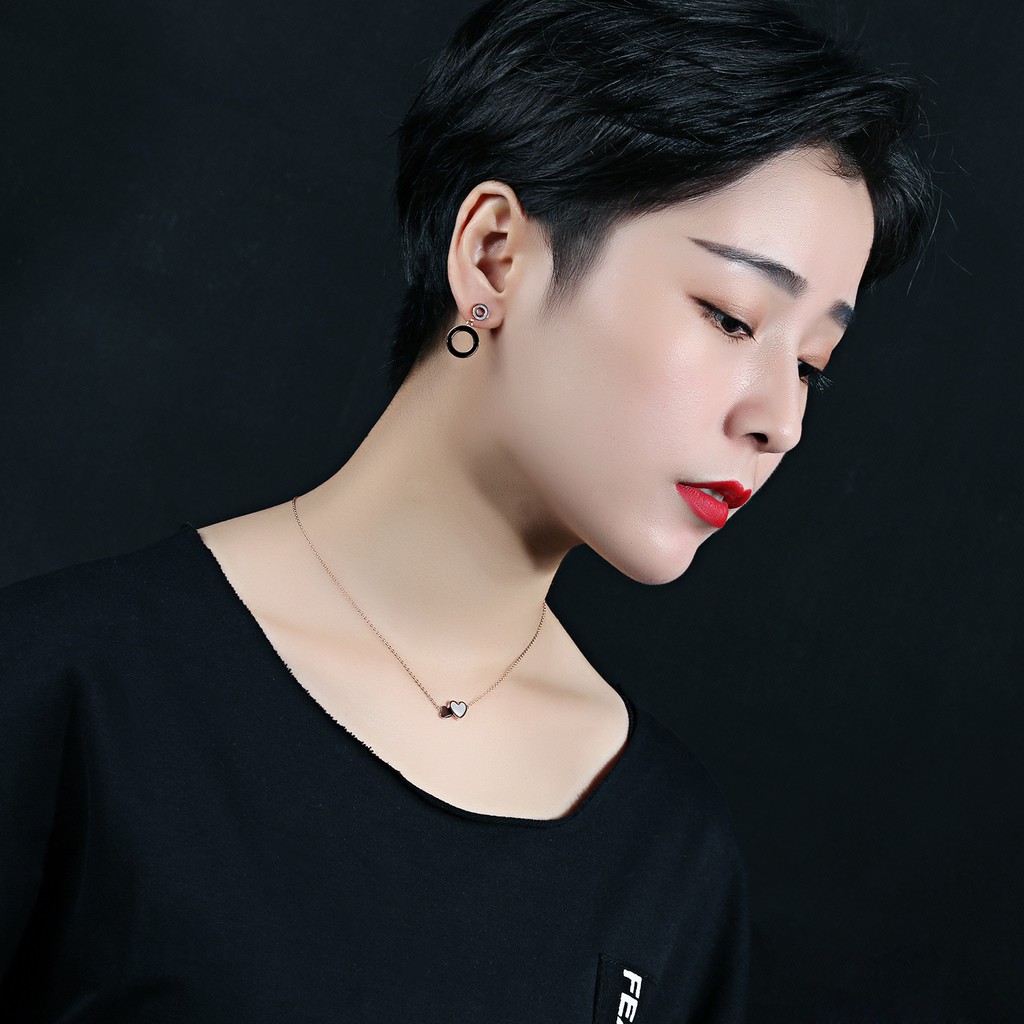 [New] Kalung wanita titanium mini korea love hadiah cewek 316L anti karat KK119