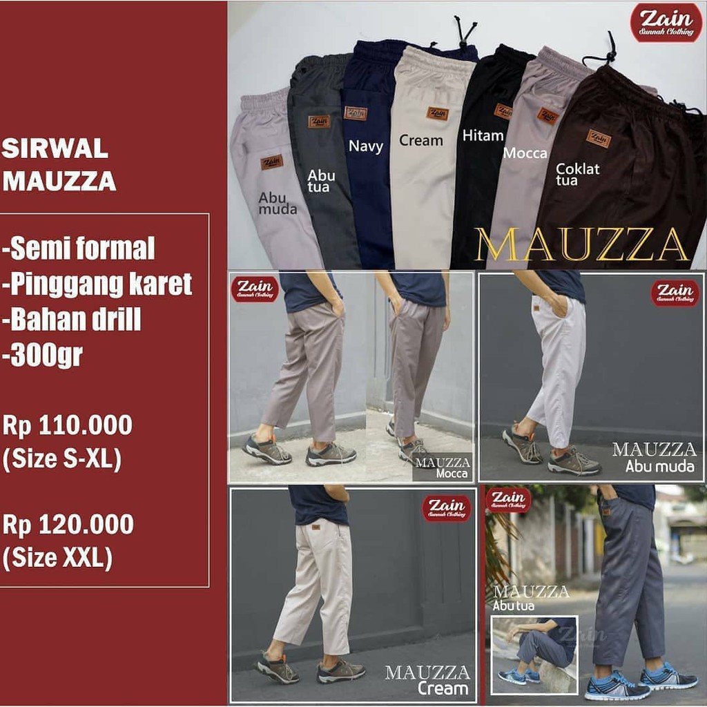 celana sirwal cargo mauzza bahan drill by zain sirwal size S sampai xxxl