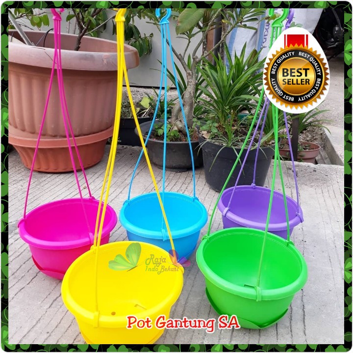 Pot Bunga Gantung Sa 21 Cm Hijau Biru Kuning Pink Ungu Pot Gantung 20 Cm Bibit Bukan Pot Lion Sta