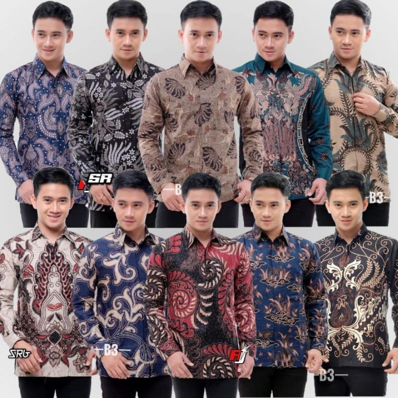 BATIK PRIA SIZE M L XL XXL  BSWART BatiK HRB026 Kenongo Hem Panjang Padi