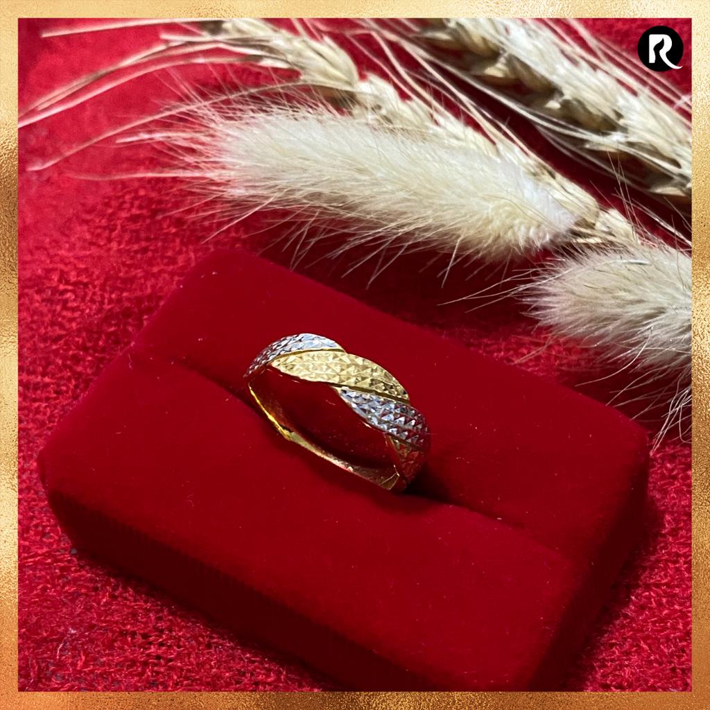 Cincin Ring Emas 22 karat asli Model Mix Pattern Stylish 916