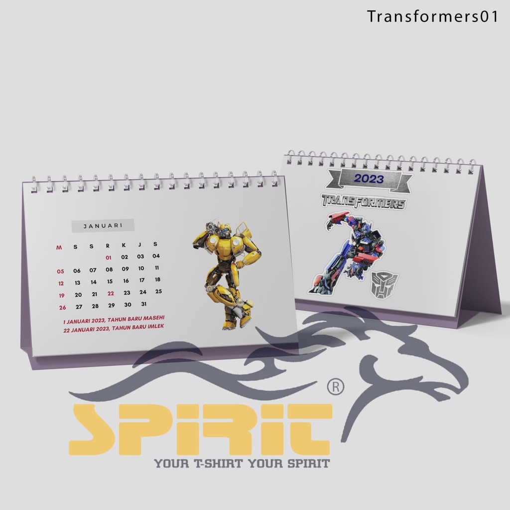 

Kalender Duduk Tahun 2023 / Kalender Meja Tahun 2023 Desian Robot Transformers