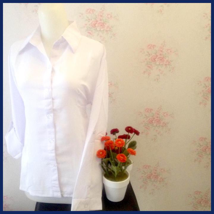 KEMEJA BLUS PUTIH POLOS WANITA SILK TOSIBO JAPAN