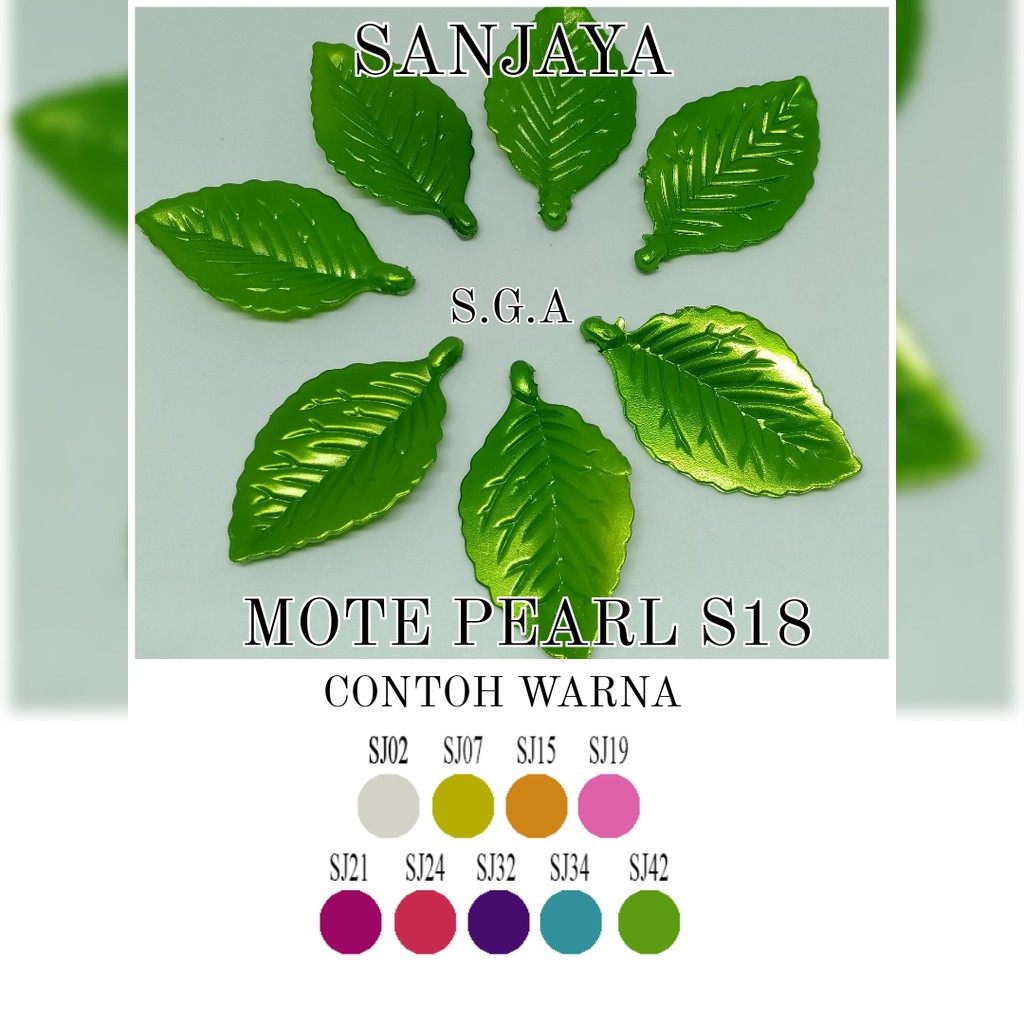 MOTE PEARL / MANIK DAUN AKRILIK / MANIK PEARL DAUN / MOTE PEARL DAUN S18