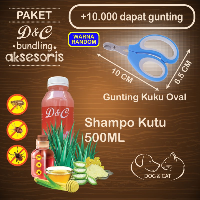 Paket Shampo Kucing Anti Kutu Shampo Anjing Plus Gunting Kuku Oval