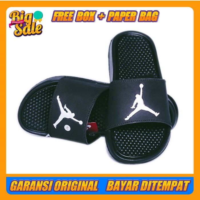 SANDAL PRIA SANDAL SLOP FLIP FLOP PRIA SANDAL COWO COWOK SANDAL IMPORT PREMIUM AIR JORDAN LOGO PUTIH