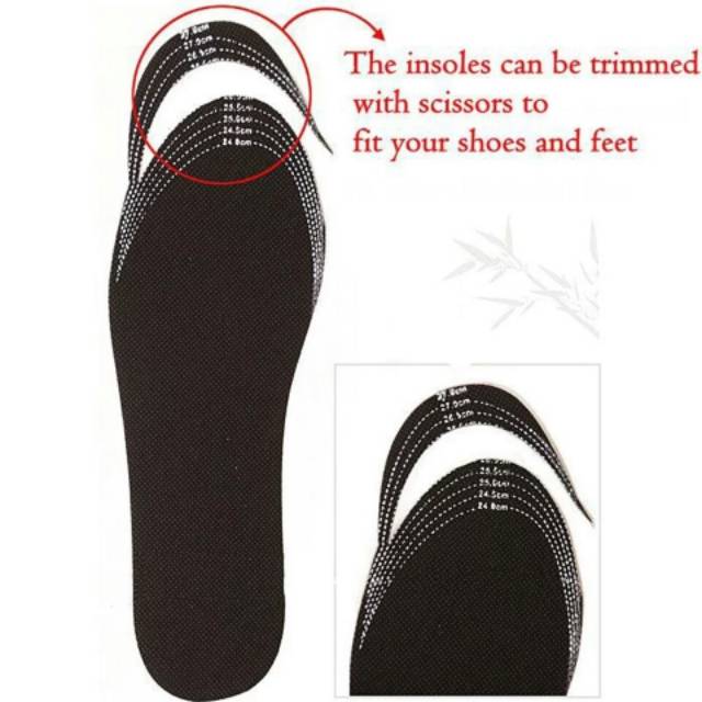 Insole Bamboo Anti Bau Kaki / Insole Sepatu / Insole Impor shoe pad