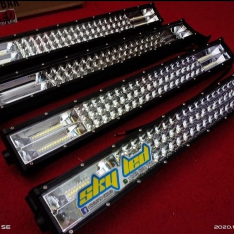 LED LIGHT BAR pj 52 3 row sinar putih king dan 5 mode combo