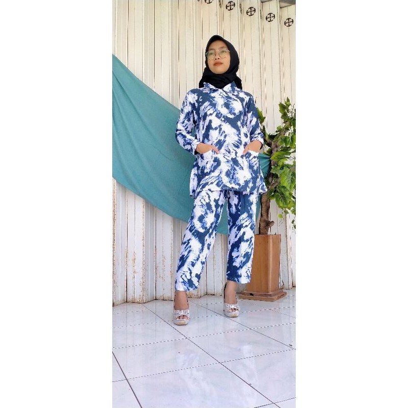 one set tiedie Maria bahwa katun rayon premium harga murah terjangkau by Abidahgallery