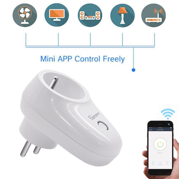 Sonoff Stop Kontak Smart Plug WiFi Wireless Remote Control Otomatis