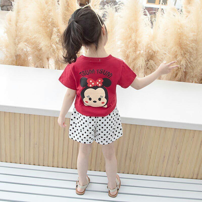 TSUM TSUM baju setelan blouse celana pendek anak perempuan