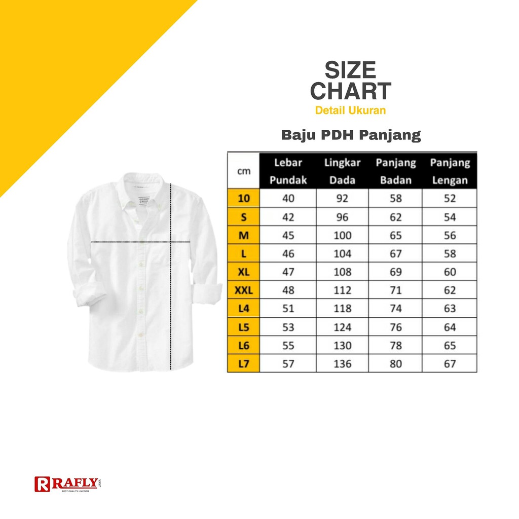 Kemeja PDH PNS Putih Lengan Panjang - Seragam PNS Panjang / Rafly Jaya