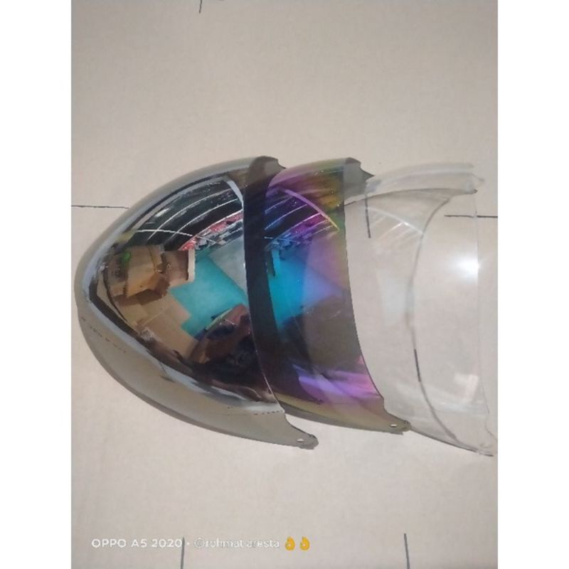 Kaca helm gm evolution + gm vicktecr planggi + silver + hitam + putih inko