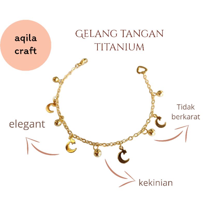 GELANG TANGAN TITANIUM GOLD ANTI KARAT