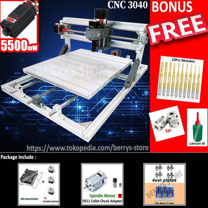 2in1 MESIN CNC ROUTER LASER CUTTING GRAFIR PCB KAYU AKRILIK 5500MW