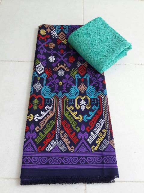 Set satin songket merak