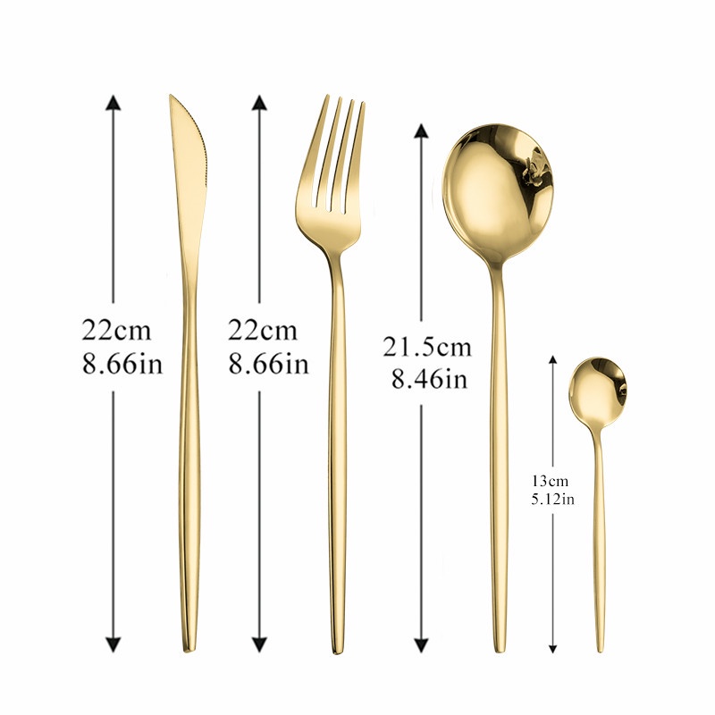 4Pcs Gold Stainless Steel Cutlery Set Cutlery for family party outdoor picnics hiking trips