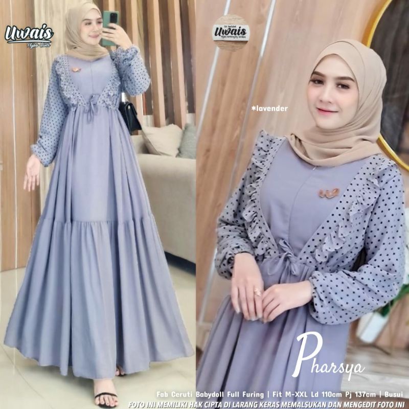 Pharsya Dress by Uwais - Maxi Dress Gamis Ceruty Babydoll