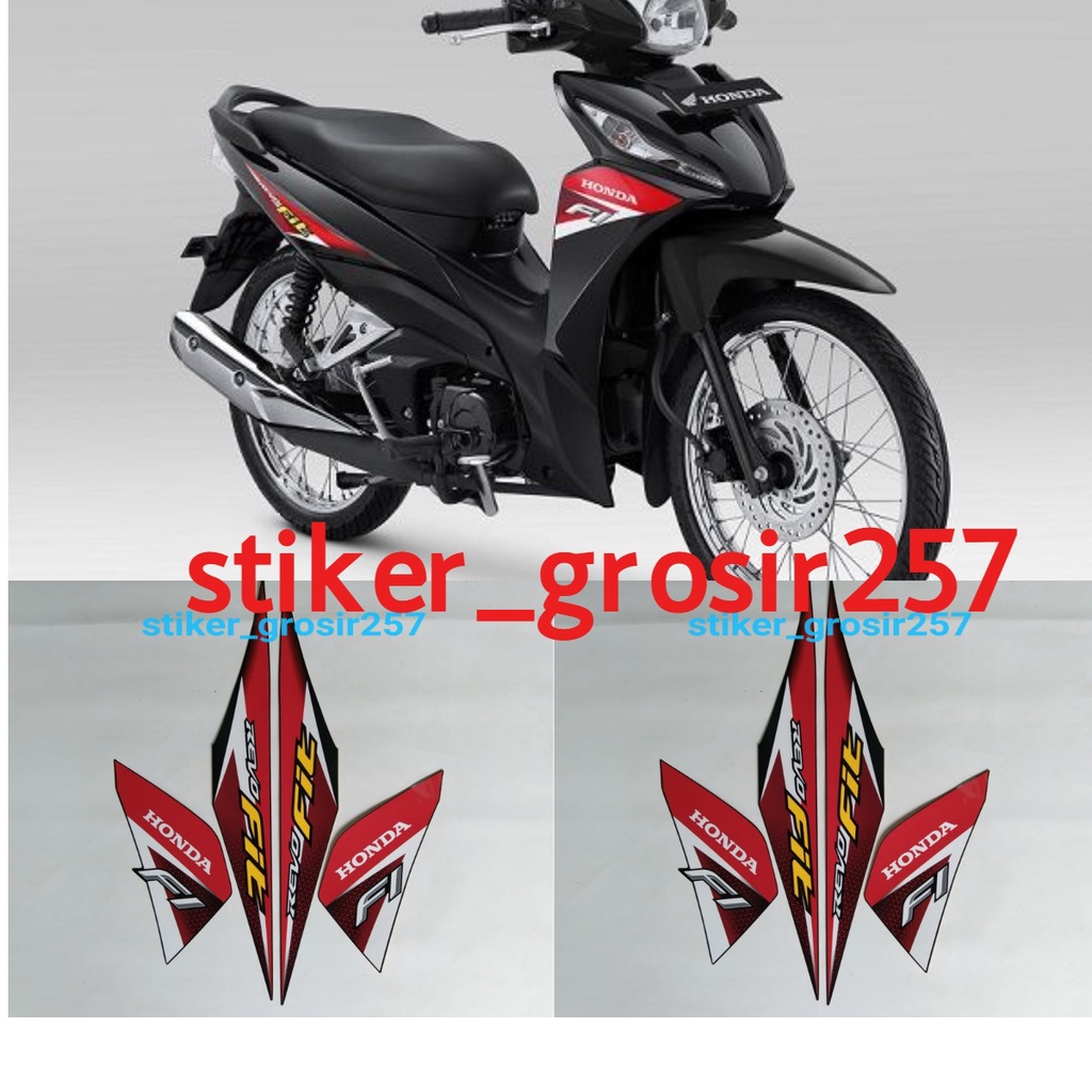Stiker Striping Lis Les Bodi Motor Honda Revo Fit 2021 Fi Injeksi Warna Hitam Merah