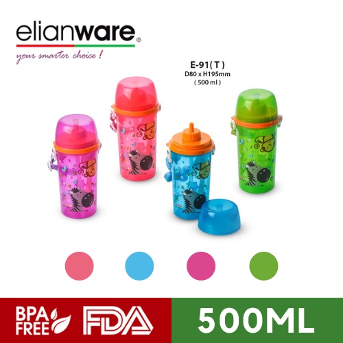 Elianware Water Tumbler Portable Bright Design School Water Bottle 500mL, Botol Minum Anak-Anak BPA FREE E-91/T