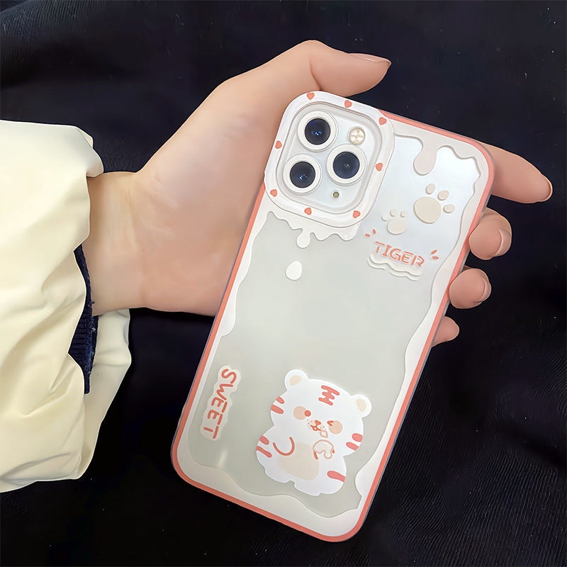 Soft Case Bahan TPU Motif Harimau Untuk Iphone 13 12 Mini 11 Pro X XR XS Max SE 2020 6 6S 7 8 Plus