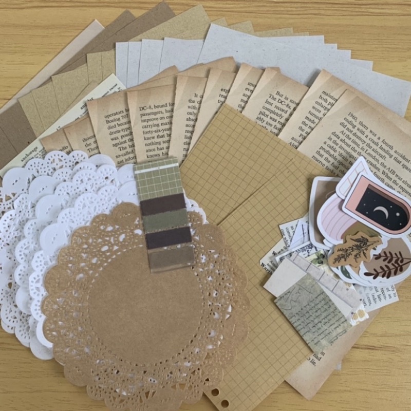 

50+- jurnal kit/ paper bundle/ journal kit/aesthetic paper/kertas aesthetic/ vintage paper