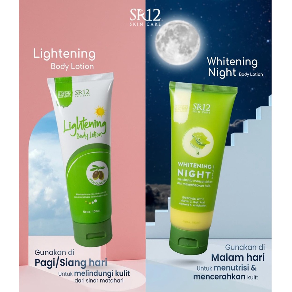 Whitening SR12 - Whitening Moisturizing Cream - Whitening Night Body Lotion - Lightening Body Lotion - Hand Body Lotion SR12 Skincare - HB Pemutih