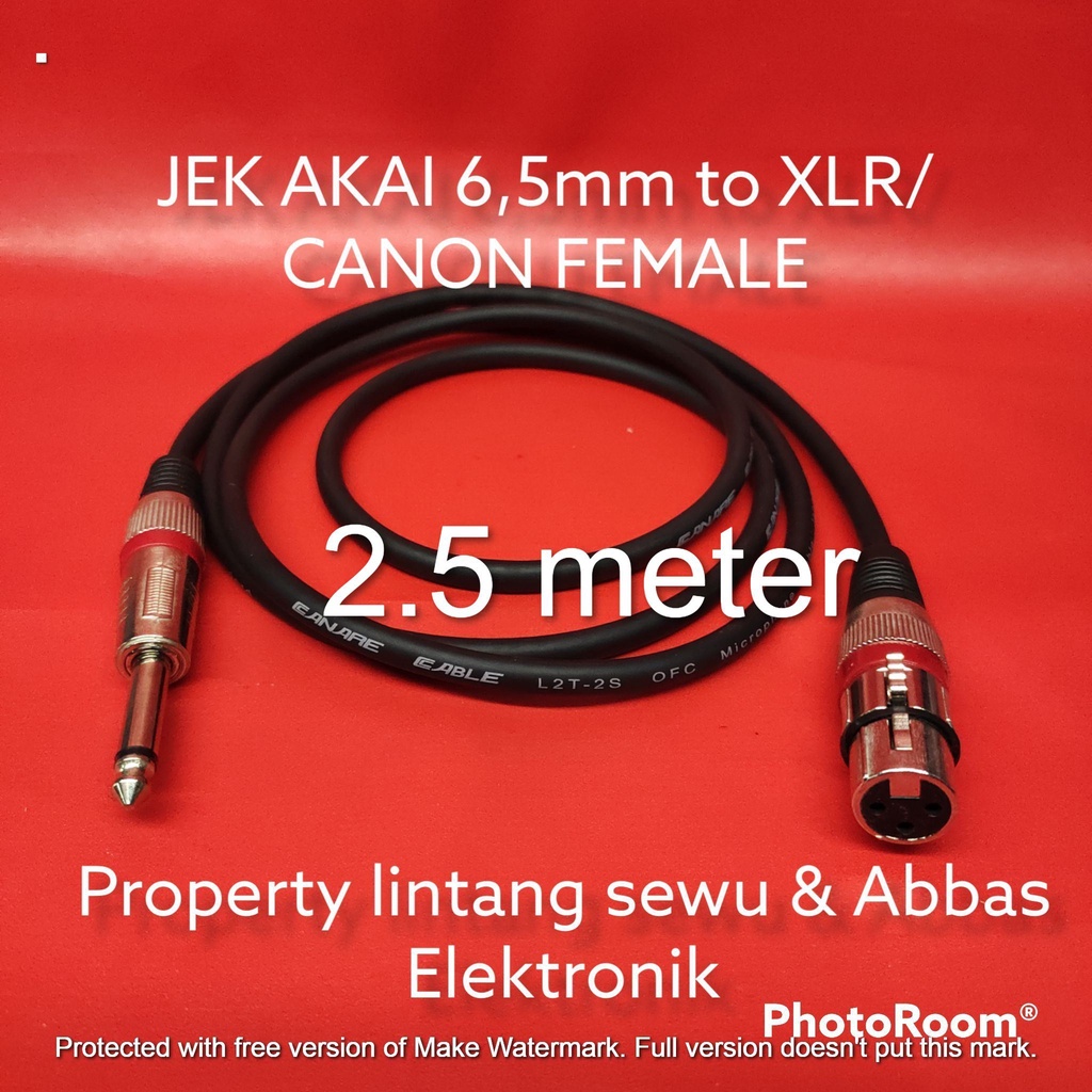 KABEL MIC JEK AKAI 6.5MM TO XLR CANON FEMALE 2.5 METER