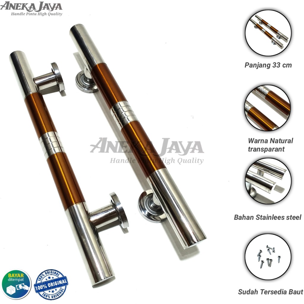 Satu set handle pintu rumah 33 cm murah minimalis tarikan pintu pull stainless gagang pintu kuning