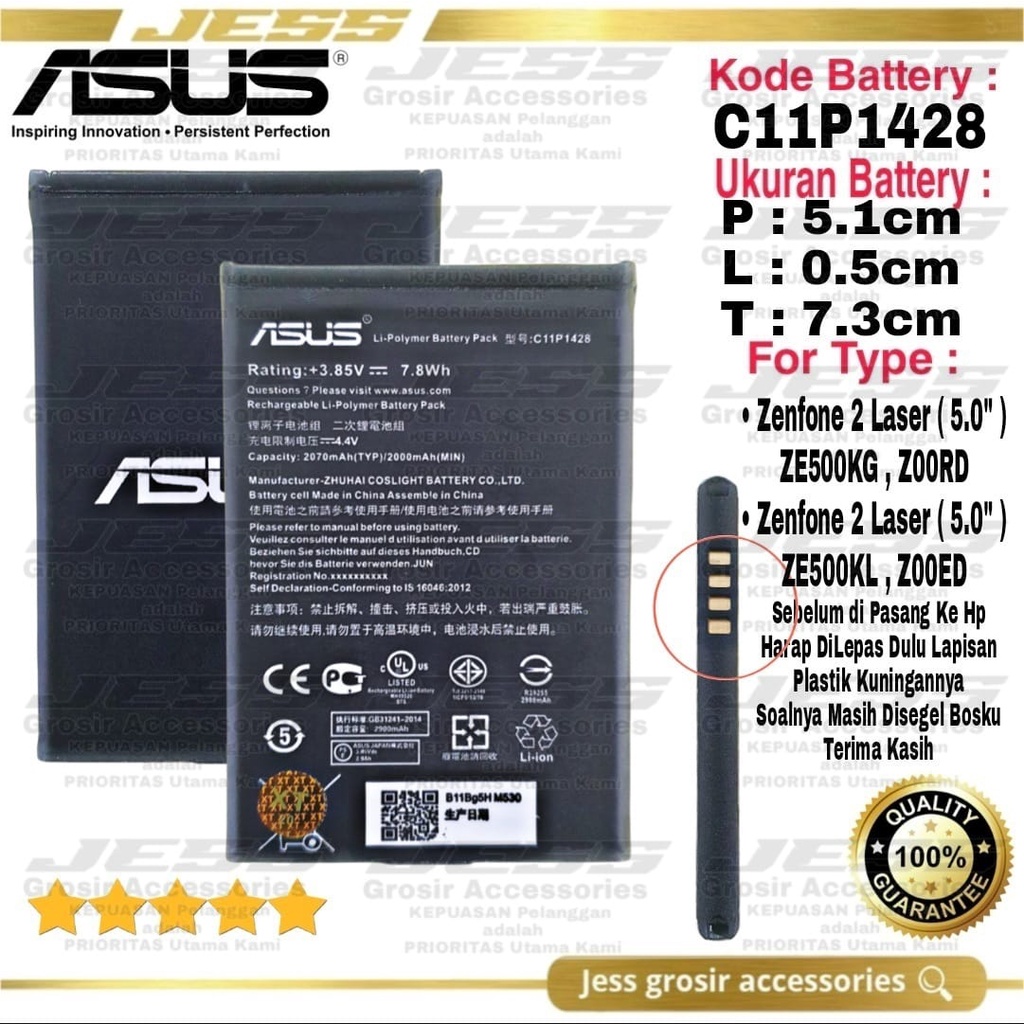 Baterai Original ASUS Zenfone 4 Go New ZE500KG Z00RD Z00ED Kode Battery C11P1428