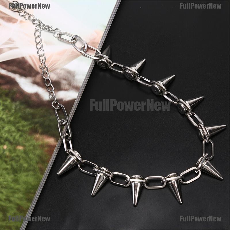 Kalung Choker Rantai Aksen Rivet Spike Gaya Punk Rock Untuk Perhiasan