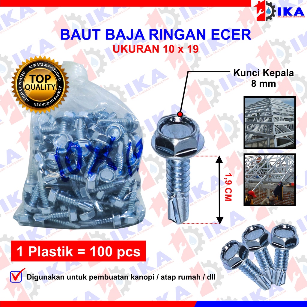 Baut baja ringan l baut Skrup Baja Ringan 10x16 10x19 Harga Termurah- 100pcs