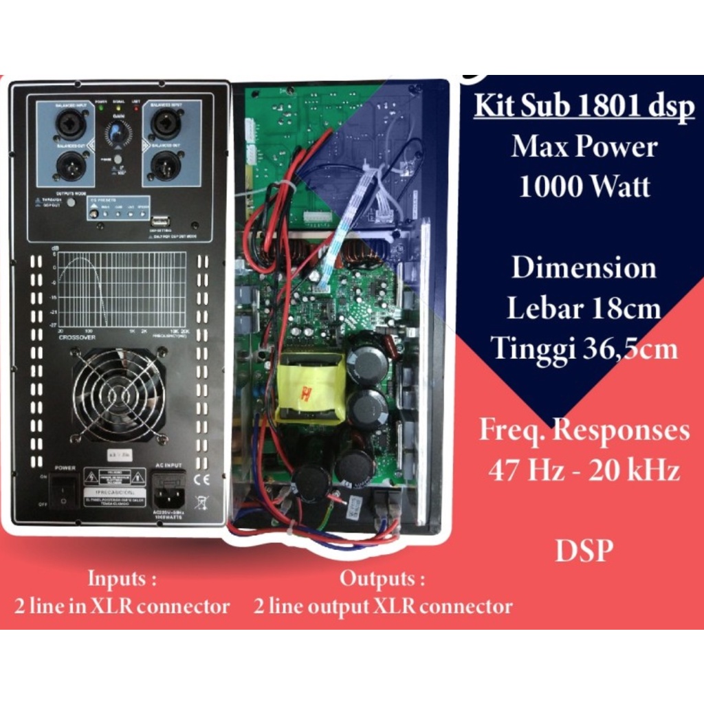 mesin speaker aktif / power kit Aktif SUBWOFER 1801dsp / 1801 DSP