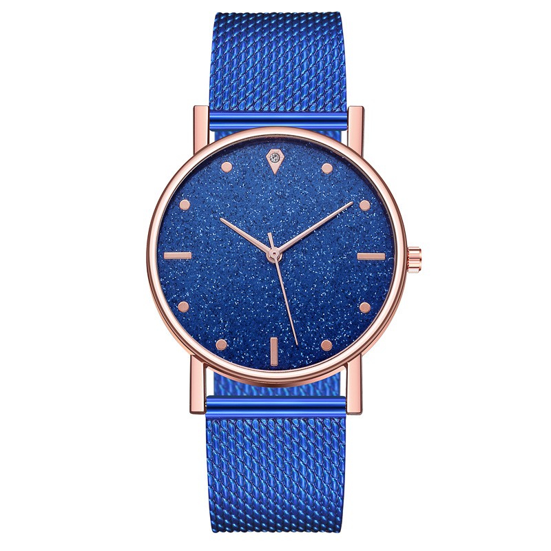 Jam Tangan Gliter Stainless Steel Wanita Quartz Fashion Korean Analog Casual Simple Import-44-5 #10 Biru