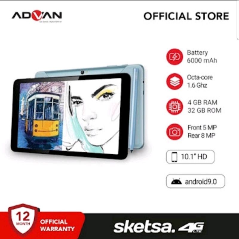 Advan tablet sketsa 10,1 inch preloved jarang dipakai