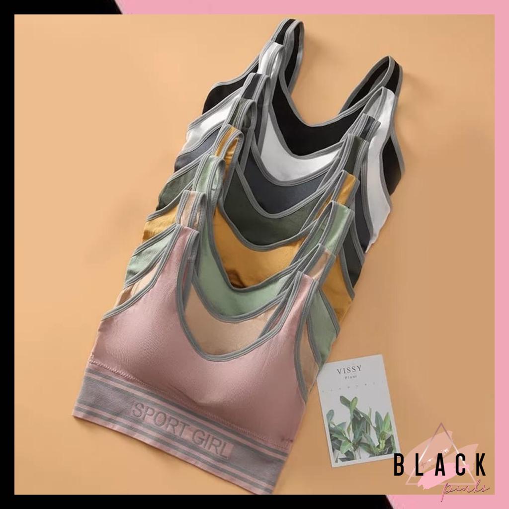 Blackpink Tank Top Bra Sport Girl Olahraga Yoga Nyaman Kamisol Atasan Import 1251