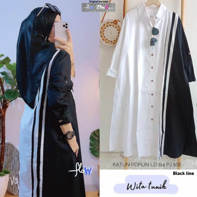 WITA TUNIK BY FLOW TUNIK/ LONG KEMEJA KATUN POPLIN LD 114
