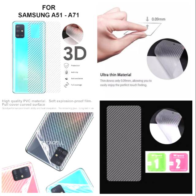 Samsung galaxy A31 / A51 2020 Garskin carbon Skin Karbon Antigores Belakang Hp anti gores Cover