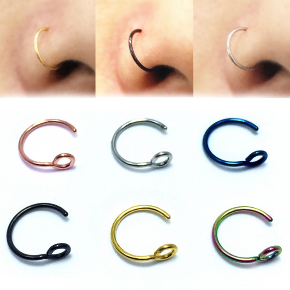 MXBEAUTY 6colors Faux Nose Ring Gift Tragus Earrings Nose Ring Women Jewelry Clip On Ear Jewlery 5pcs/Lot Simple Fake Piercings/Multicolor