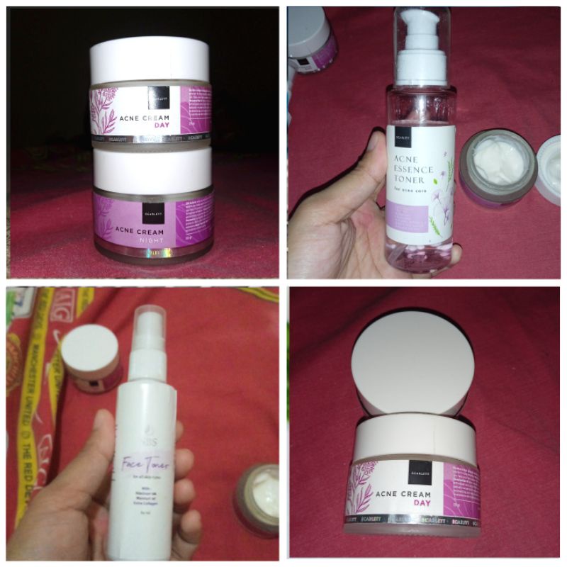PRELOVED SKINCARE SCARLETT CREAM ACNE SIANG MALAM TONER NBS TONER